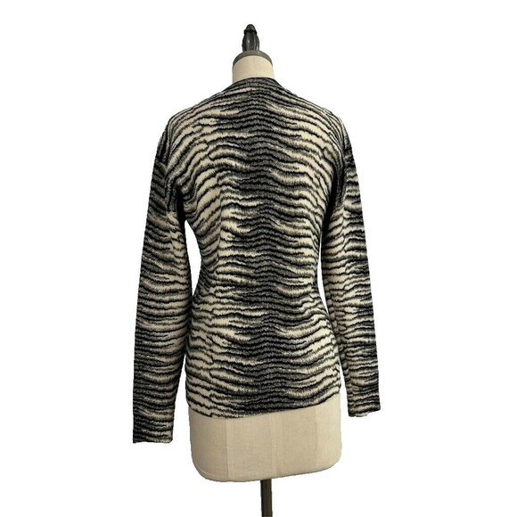 Equipment Femme Zebra Print Wool Zip Up Knit Cardigan Pockets Size XS Soft NWOT - Picture 4 of 14
